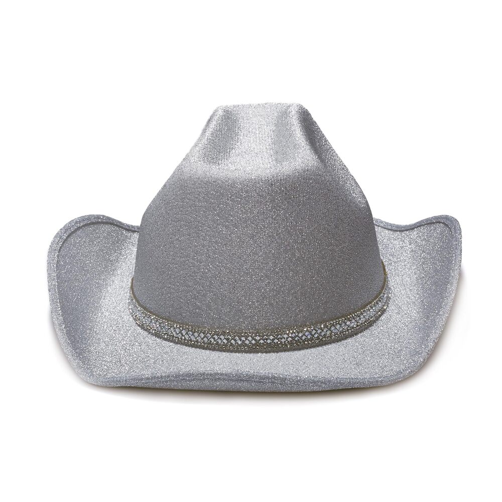 2757 Women's Glitter Faux Felt Cowboy Hat Set For Western Party Costume (us - Picture 2 of 7